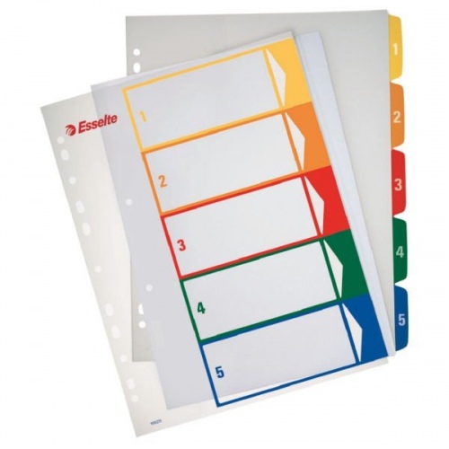 Skiriamieji lapai Esselte Project, A4, 1-12 spalvos, plastikiniai  0807-119