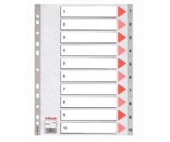 Skiriamieji lapai Esselte PP, A4, 1-10 skaičiai, plastikiniai  0807-103