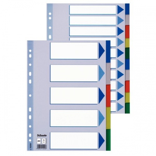 Skiriamieji lapai Esselte, A4, 1-5 spalvos, plastikiniai  0807-114