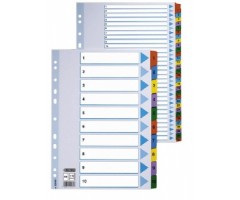 Skiriamieji lapai Esselte Mylar, A4, 1-5 skaičiai, spalvoti, plastikiniai  0807-109