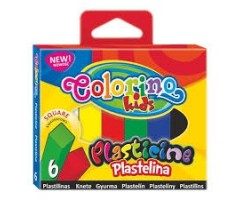 Plastilinas Colorino Kids, kvadratinės formos, 6 spalvų