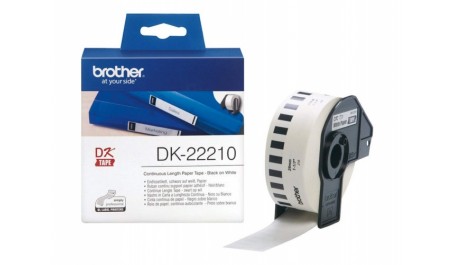 Brother DK-22210 Continuous Length Paper Tape Black On White 29 mm x30.48m