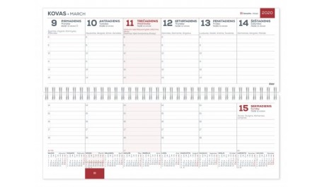 Horizontalus stalo kalendorius Memo Card Kaunas 2020m. laminuoto kartono viršeliu