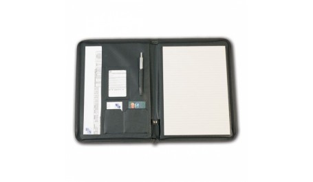 Aplankas dokumentams ASISTENT su užtrauktuku ir bloknotu, A4, odos pakaitalas, juodas  0905-028