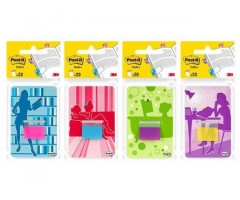 Indeksai 3M, Post-it, 25.4x43.2mm, spalvoti, plastikiniai, lipni pakuotė  0718-033