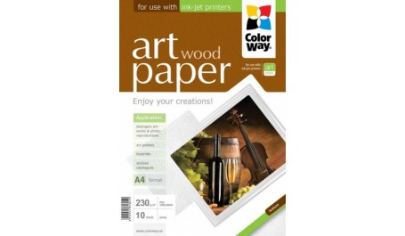 Dekoratyvinis popierius ColorWay mediena, A4, 230g, blizgus (10)  0710-614