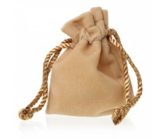 Maišelis veliūrinis 9.1x6.7 su raišteliu, smėlio sp.  1624-008