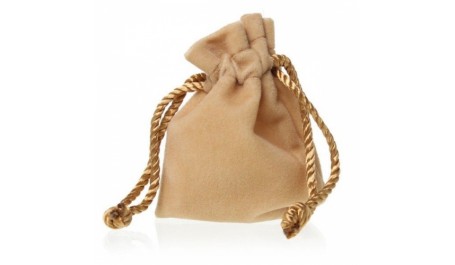 Maišelis veliūrinis 9.1x6.7 su raišteliu, smėlio sp.  1624-008