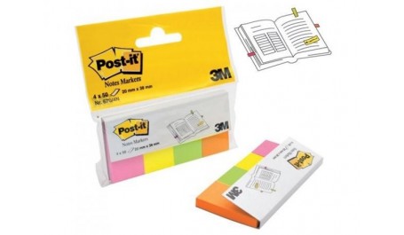 Indeksai 3M, Post-it, 20x38mm, spalvoti, popieriniai (4x50)  0718-001