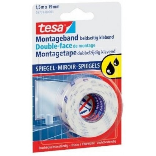 Lipni juostelė Tesa, 19mmx1,5m, dvipusė, veidrodžiams, atspari drėgmei  1114-203