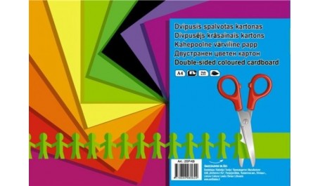 Kartonas SMLT, A4, 190 g, spalvotas, dvipusis, (8)  0708-103