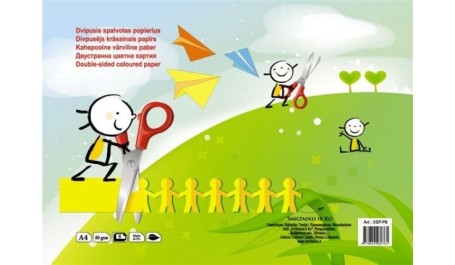 Popierius, spalvotas SMLT, A4, 80 g, dvipusis, klijuotas, (8)  0708-302