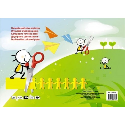 Popierius, spalvotas SMLT, A4, 80 g, dvipusis, klijuotas, (8)  0708-302