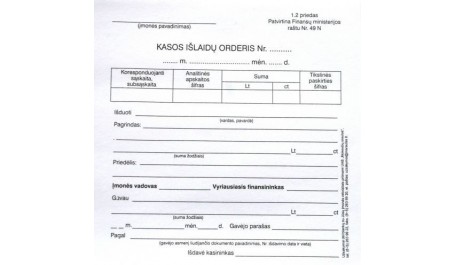Kasos išlaidų orderiai, A6 (100)  0720-034