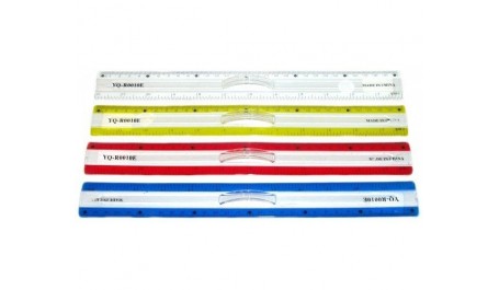 Liniuotė su laikikliu, plastikinė, skaidri, 30 cm  1225-017