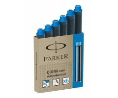 Rašalo kapsulės Parker, trumpos, mėlynos (6 vnt.)