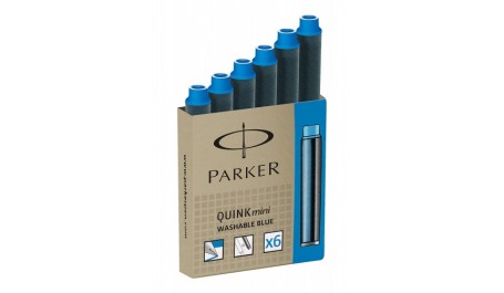 Rašalo kapsulės Parker, trumpos, mėlynos (6 vnt.)