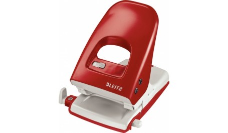 Skylmuša Leitz 5138, raudonas, iki 40 lapų, metalinis