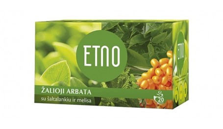 ETNO Žalioji arbata su šaltalankiu ir melisa 40g (2g x 20 vnt.)