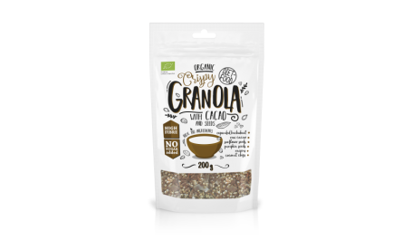 GRANOLA su kakava ekologiški traškūs dribsniai 200g PL-EKO-03