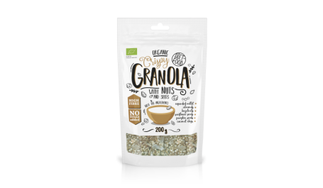 GRANOLA su riešutais ekologiški traškūs dribsniai 200g PL-EKO-03