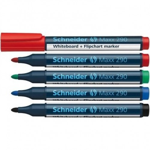 Žymeklis baltai lentai ir bloknotams Schneider Maxx 290, 2-3 mm, apvali galvutė, raudonas  1215-202