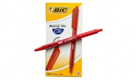 BIC Tušinukas ROUND STIC CLIC 1.0 mm, raudona, 1 vnt 379633