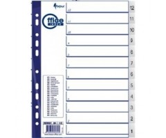 Skiriamieji lapai Forpus, A4, 12-1 skaičiai, plastikiniai  0807-022