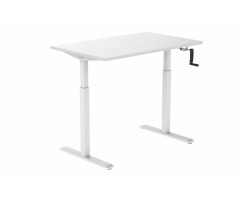 Reguliuojamo aukščio stalas Up Up, baltu rėmu, mechaniškai reguliuojamas aukštis, 2-sekcijų, baltas stalviršis (LMDP) 1200x750mm