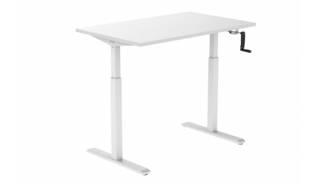 Reguliuojamo aukščio stalas Up Up, baltu rėmu, mechaniškai reguliuojamas aukštis, 2-sekcijų, baltas stalviršis (LMDP) 1200x750mm