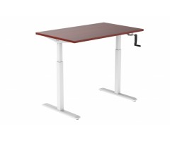 Reguliuojamo aukščio stalas Up Up, baltu rėmu, mechaniškai reguliuojamas aukštis, 2-sekcijų, tamsaus riešuto stalviršis (LMDP) 1200x750mm