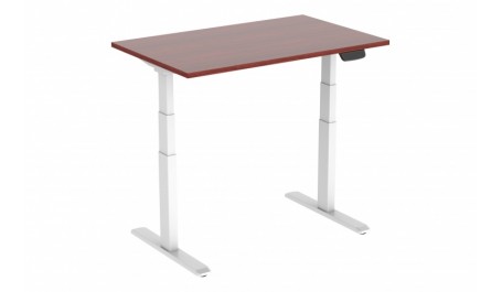 Reguliuojamo aukščio stalas Up Up, baltu rėmu, elektrinis 2 varikliu reguliuojamas aukštis, 3-sekcijų, tamsaus riešuto stalviršis (LMDP) 1500x750mm