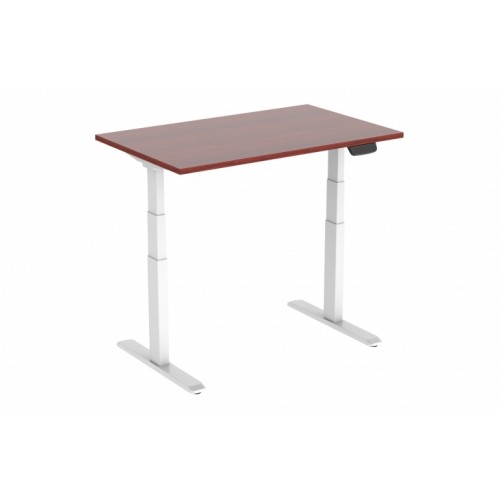 Reguliuojamo aukščio stalas Up Up, baltu rėmu, elektrinis 2 varikliu reguliuojamas aukštis, 3-sekcijų, tamsaus riešuto stalviršis (LMDP) 1500x750mm
