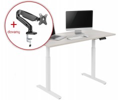 Reguliuojamo aukščio stalas Up Up, baltu rėmu, elektrinis 1 varikliu, 2-sekcijų, baltas stalviršis (LMDP) 1200x750mm + monitoriaus laikiklis dovanų (W-57021PT/W-D22-30S/210C-31TDL)