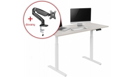 Reguliuojamo aukščio stalas Up Up, baltu rėmu, elektrinis 1 varikliu, 2-sekcijų, baltas stalviršis (LMDP) 1200x750mm + monitoriaus laikiklis dovanų (W-57021PT/W-D22-30S/210C-31TDL)