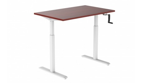 Reguliuojamo aukščio stalas Up Up, baltu rėmu, mechaniškai reguliuojamas aukštis, 2-sekcijų, tamsaus riešuto stalviršis (LMDP) 1500x750mm