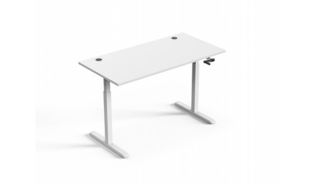 Reguliuojamo aukščio stalas Up Up, baltu rėmu, mechaniškai reguliuojamas aukštis, 2-sekcijų, baltas stalviršis (LMDP) 1500x750mm