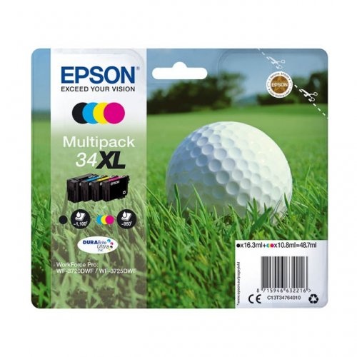Epson kasečių rinkinys No.34XL (C13T34764010), Juoda, Žydra, Purpurinė, Geltona 