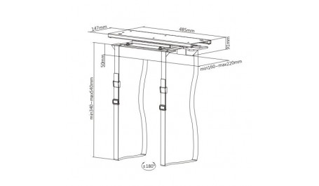 Prisegamas kompiuterio laikiklis su bėgeliais
