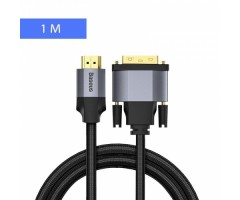 Kabelis Baseus HDMI-DVI kištukai 1m. dvipusis tamsiai pilkas