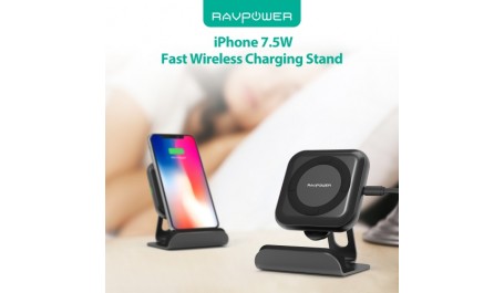 Belaidis įkroviklis su laikikliu RAVPower, juodas, 10W