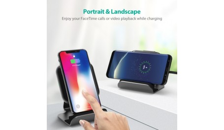 Belaidis įkroviklis su laikikliu RAVPower, juodas, 10W