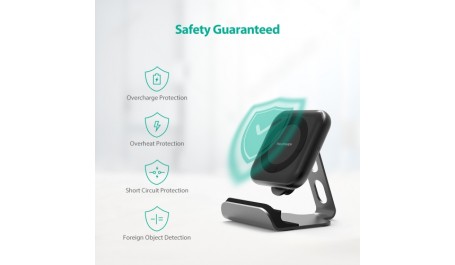 Belaidis įkroviklis su laikikliu RAVPower, juodas, 10W