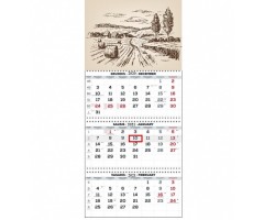 Sieninis kabinamas kalendorius trijų dalių TRIO 30x66cm.