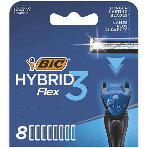 BIC Skustuvo keičiamos galvutės HYBRID 3 FLEX (8 vnt)