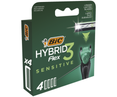 BIC Skustuvo keičiamos galvutės HYBRID 3 FLEX SENSITIVE (4 vnt.)
