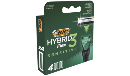 BIC Skustuvo keičiamos galvutės HYBRID 3 FLEX SENSITIVE (4 vnt.)