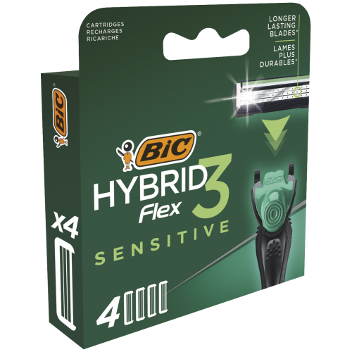 BIC Skustuvo keičiamos galvutės HYBRID 3 FLEX SENSITIVE (4 vnt.)