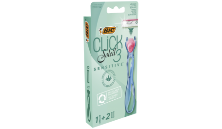 BIC Sisteminis skustuvas ir keičiamos galvutės SOLEIL CLICK Sensitive (1+2 vnt.)