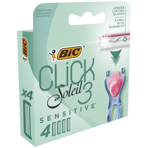 BIC Skustuvo keičiamos galvutės SOLEIL CLICK SENSITIVE (4 vnt.)